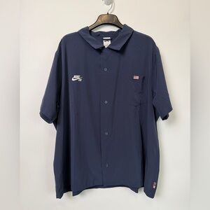 Nike SB Team USA Olympics S/S Bowler Shirt Obsidian/White FZ4054-451 Size XXL